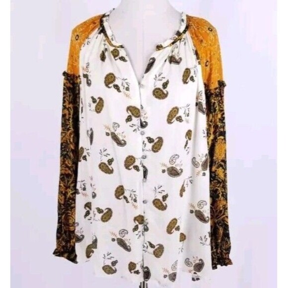 Anthropologie Jane & Delancey Women Large Boho Long Sleeve Peasant Blouse - Picture 1 of 10